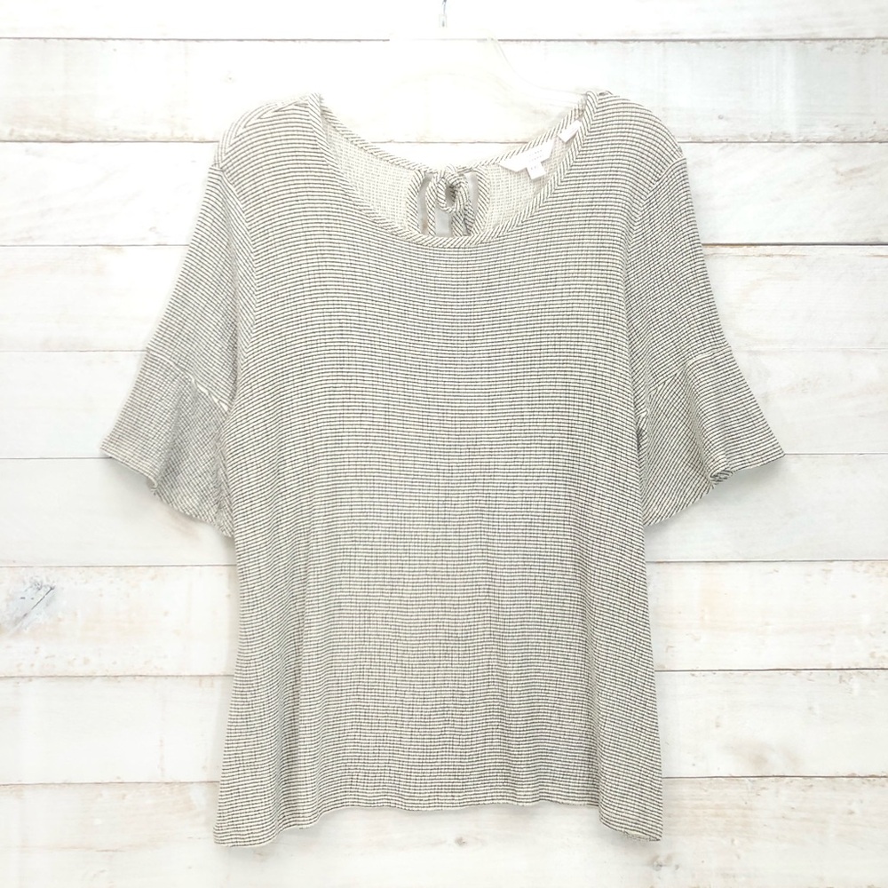 LC Lauren Conrad Short Bell Sleeve Top • Sz XXL • White w/ Black Stripes • EUC